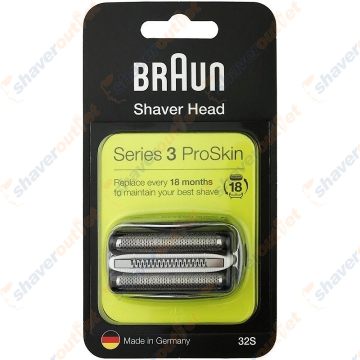32B Series 3 Shaver Replacement Head for Braun Electric Razors,Foil &  Cutter Replacement Cassette Compatible with Braun Shaver Models 320 330 340  350CC,Black 